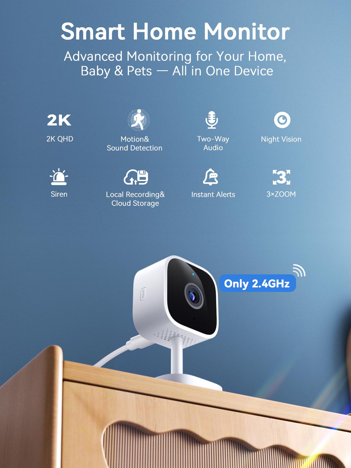Outinput Indoor Security Camera 2K WiFi Camera?Home Security, Baby Monitor, Pet Camera?App Control, Instant Alert, Motion Detect