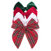 Velvet Plaid Bow Hair Clips and Accessories for Little Girls and Baby Moms - Red Green White Christmas Fable (4 Pack)