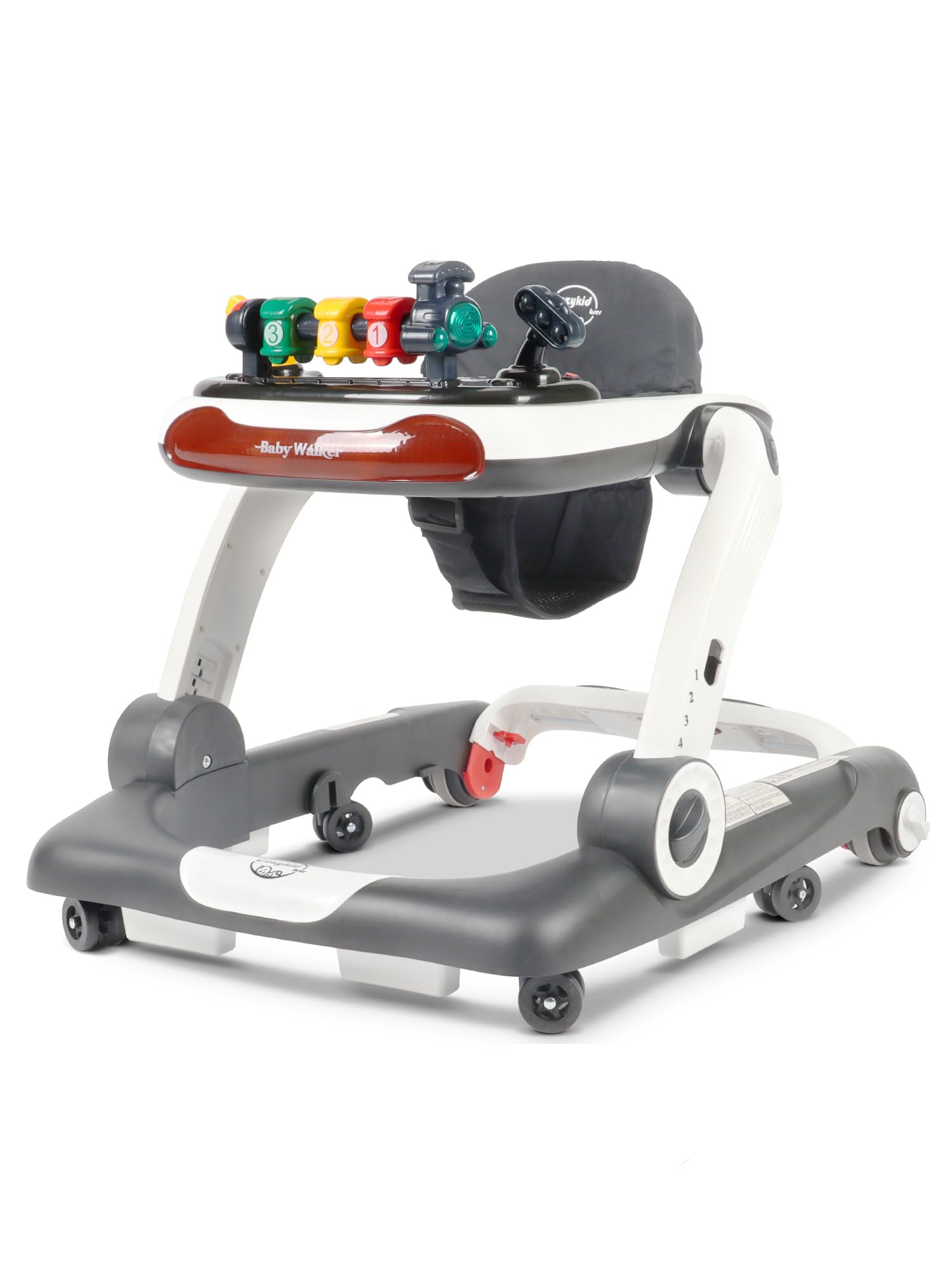 Music And Lights Baby Walker With Wheels, 6 In 1 Baby Activity Center W/Ergonomic Backrest Design, Baby Walkers For Boys W/Foot