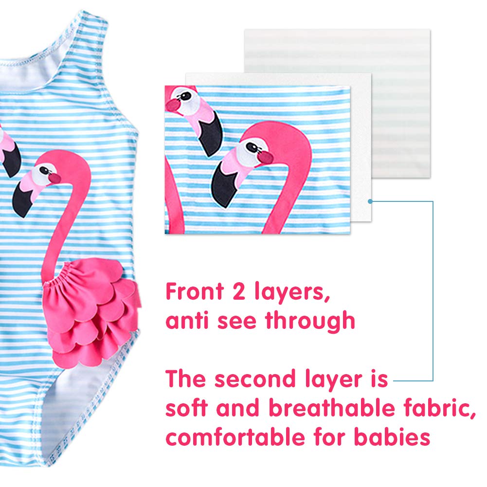 Baby Girl One Piece Swimsuit Swimwear Toddler Kid Flamingo Bikini Bathing Suit Sunsuit Rash Guard L