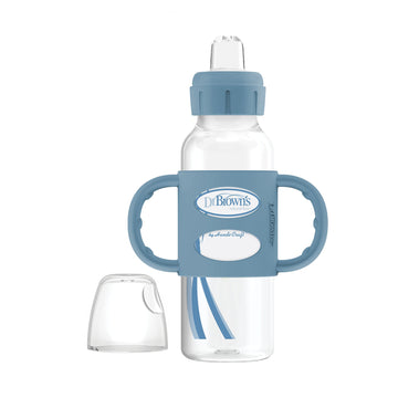 Dr. Brown'S Milestones Narrow Sippy Bottle With 100% Silicone Handles,Easy-Grip Bottle With Soft Sippy Spout,8Oz/250Ml,Bpa Free,