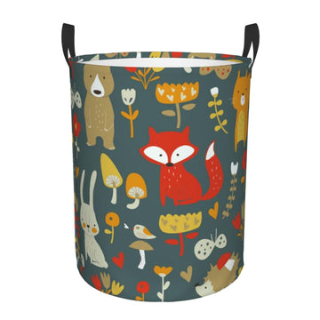 Pevtufa Cute Animal Forest Foldable Laundry Basket Organizer,Fabric Clothes Toy Storage Basket Nursery Hamper Storage Bin For Ho