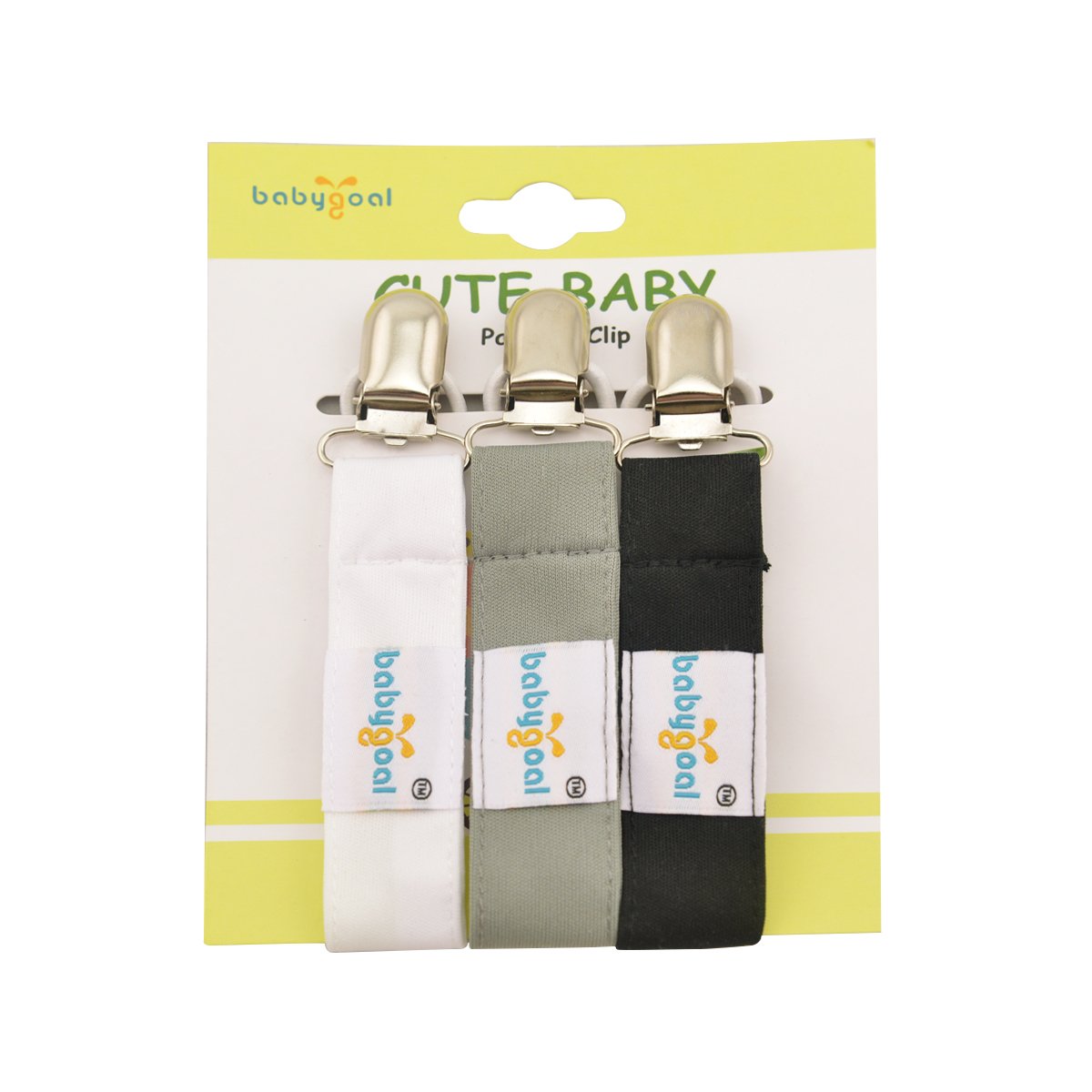 Babygoal White Black Pacifier Clips, 3 Pack Pacifier Holder Clips For Boys And Girls Fits For Most Pacifier Styles & Baby Toys A
