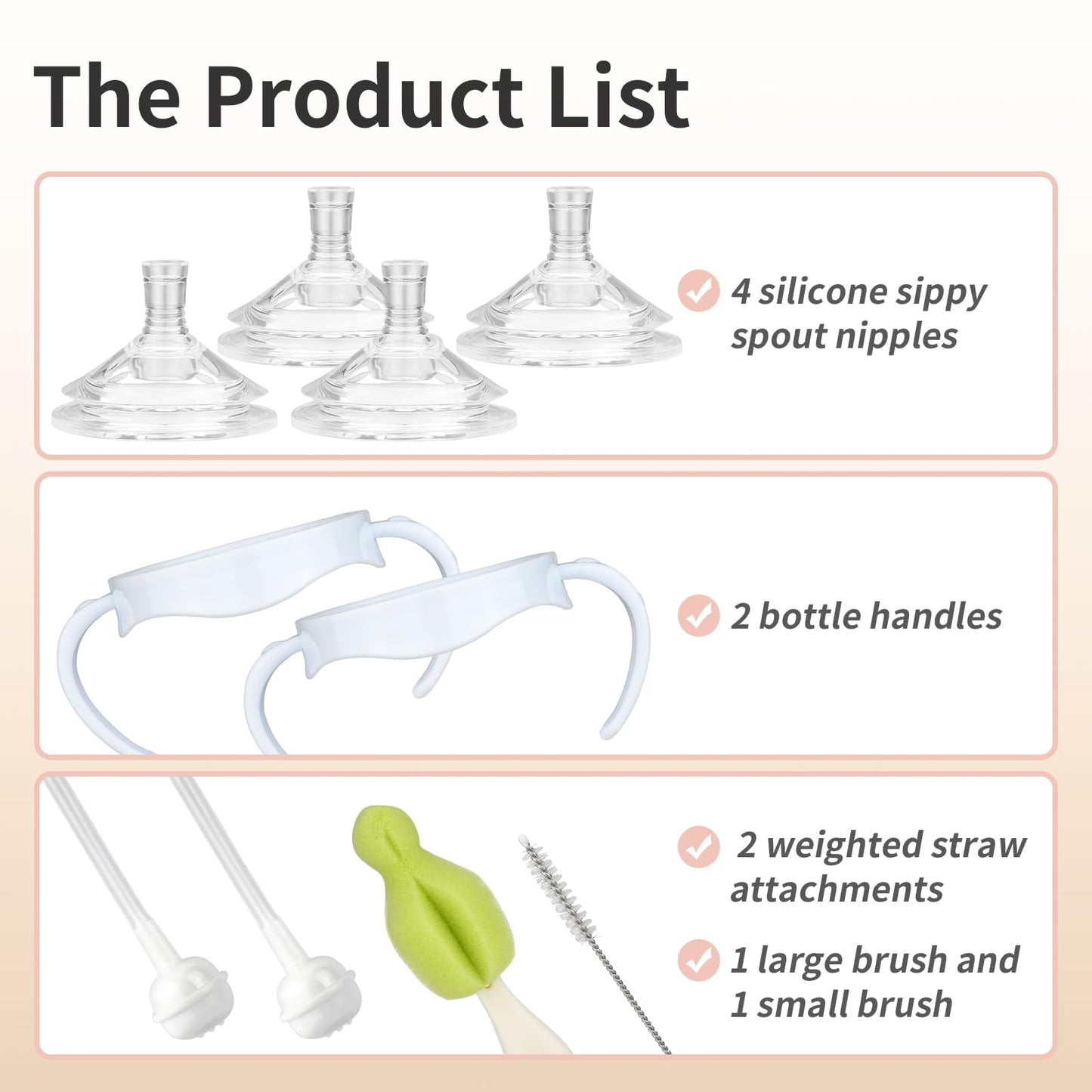 Straw Cup Conversion Kit Compatible With Philips Avent Natural Baby Bottle, Straw Transition Kit From Bottles, 4 Straw Top Nippl