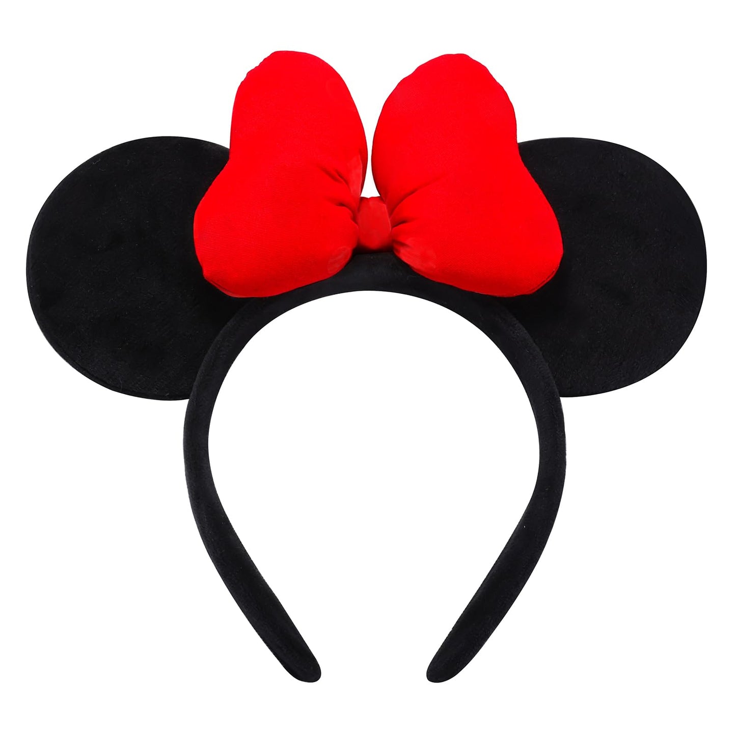 ODOCARE Handmade Mouse Ears Headband for Women and Girls, Polka Dot Bow Minnie Ears Costume Accessories(Red)