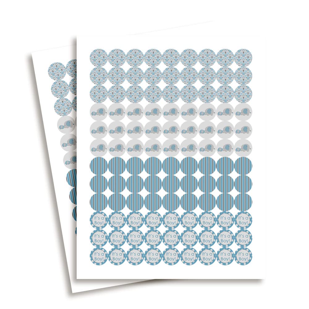 New Little Peanut Elephant Boy Baby Sprinkle Baby Shower Kiss Sticker Labels, 300 Party Circle Stickers Sized 0.75