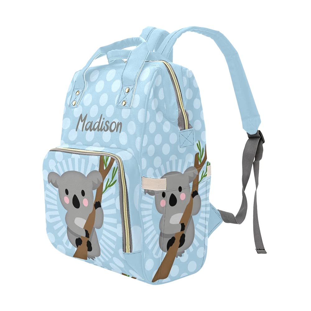 Yeshop Koala Bear Blue Polka Dot Personalized Diaper Bag Backpack Tote With Name,Custom Travel Nappy Mommy Bag Backpack For Baby