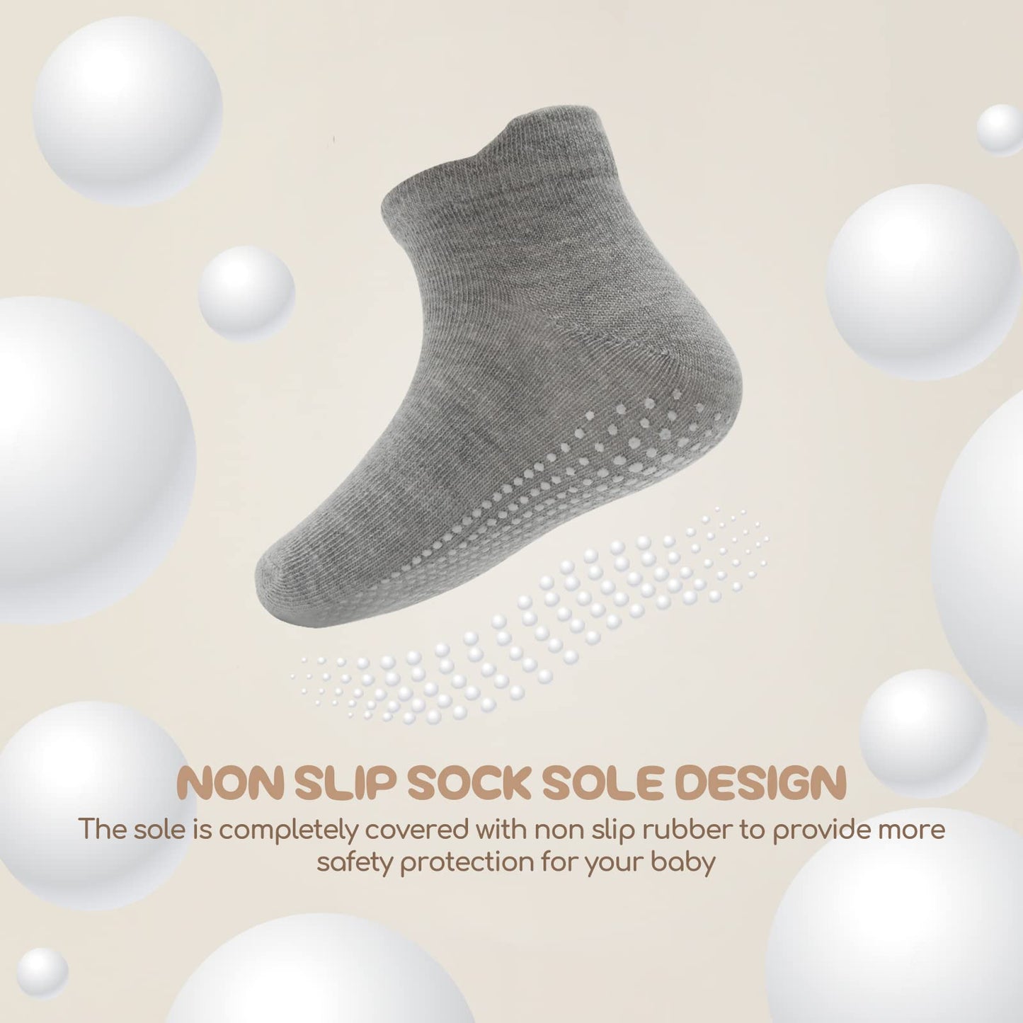 Aroveea Non Slip Grip Ankle Baby Socks 12 Pack For Toddler Boys And Girls Kids Socks,Infant Cute Cotton Baby Socks