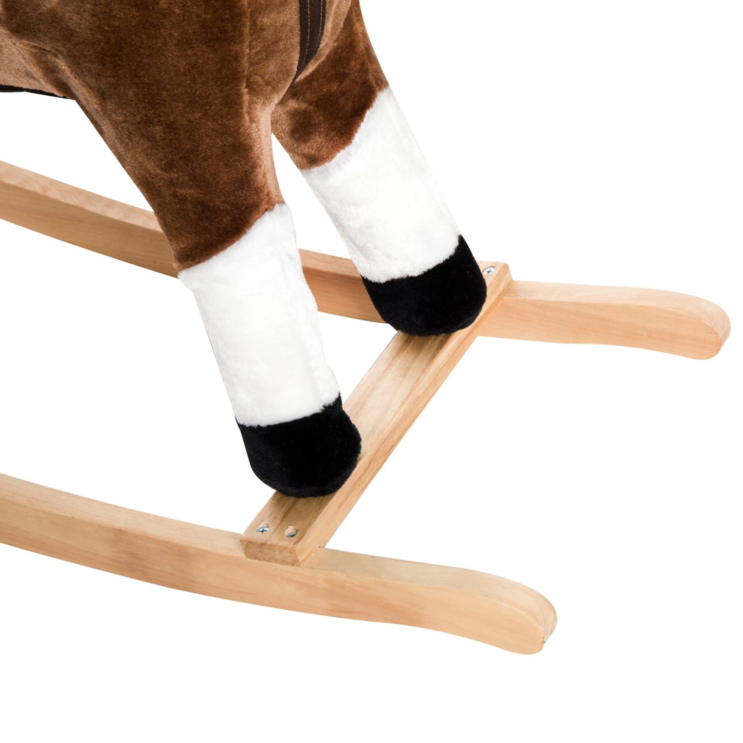 Qaba Kids Rocking Horse Plush Ride On Toy Toddler Rocker for Boys Girls Gifts with Realistic Sounds, Brown