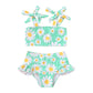 Younger Tree Toddler Girls Two Pieces Swimsuit Color Block Stripe Swimwear Summer Beach Bathing Suit 18M-5T(Green#Daisy 12-18 Mo