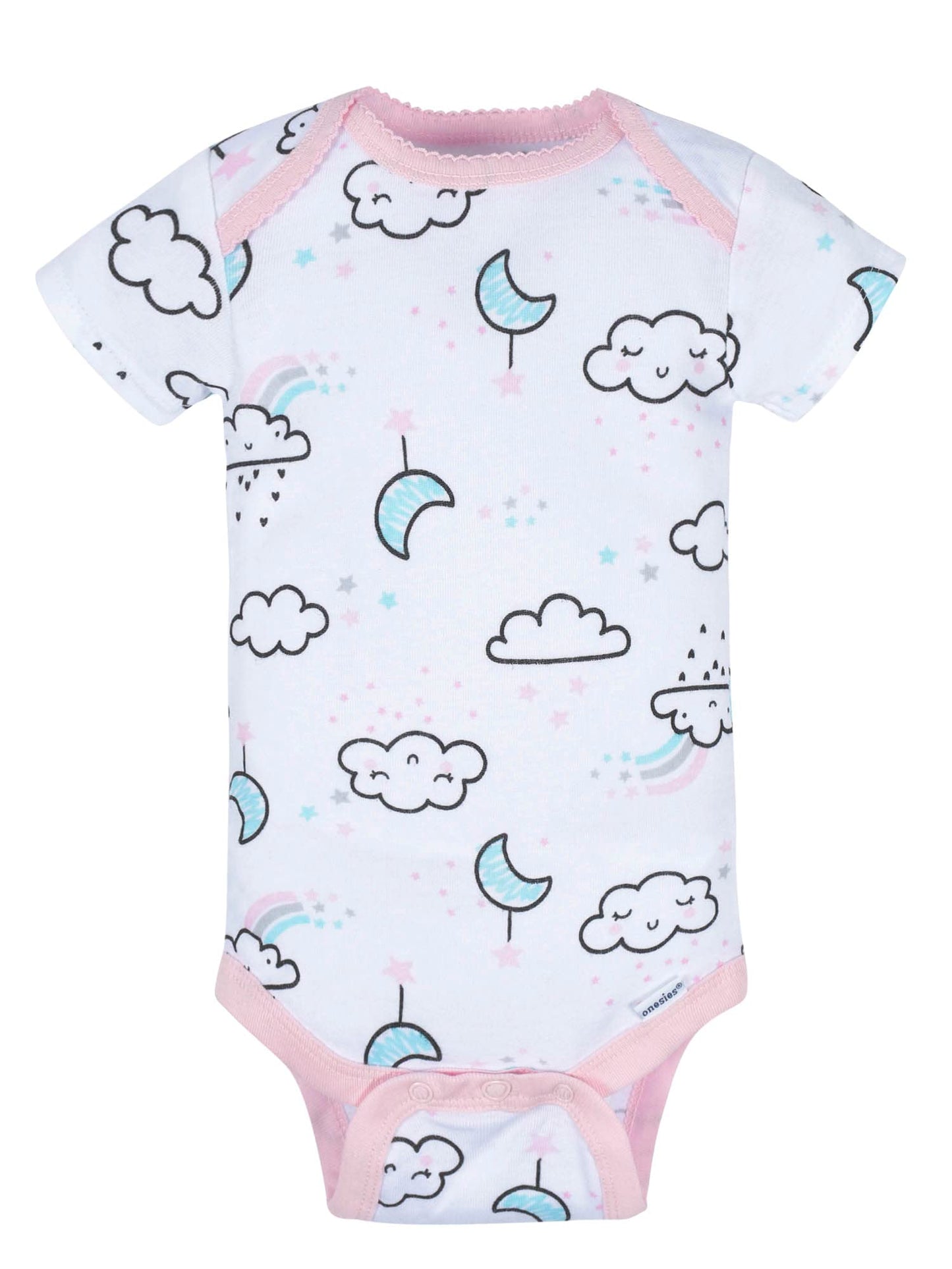 Gerber Baby Girl'S 8-Pack Short Sleeve Onesies Bodysuits, Clouds, 12 Months