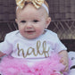 Bump And Beyond Designs Baby-Girls Half Birthday Leotard 6 Month Photo Outfit Girl White, 6-12 Months