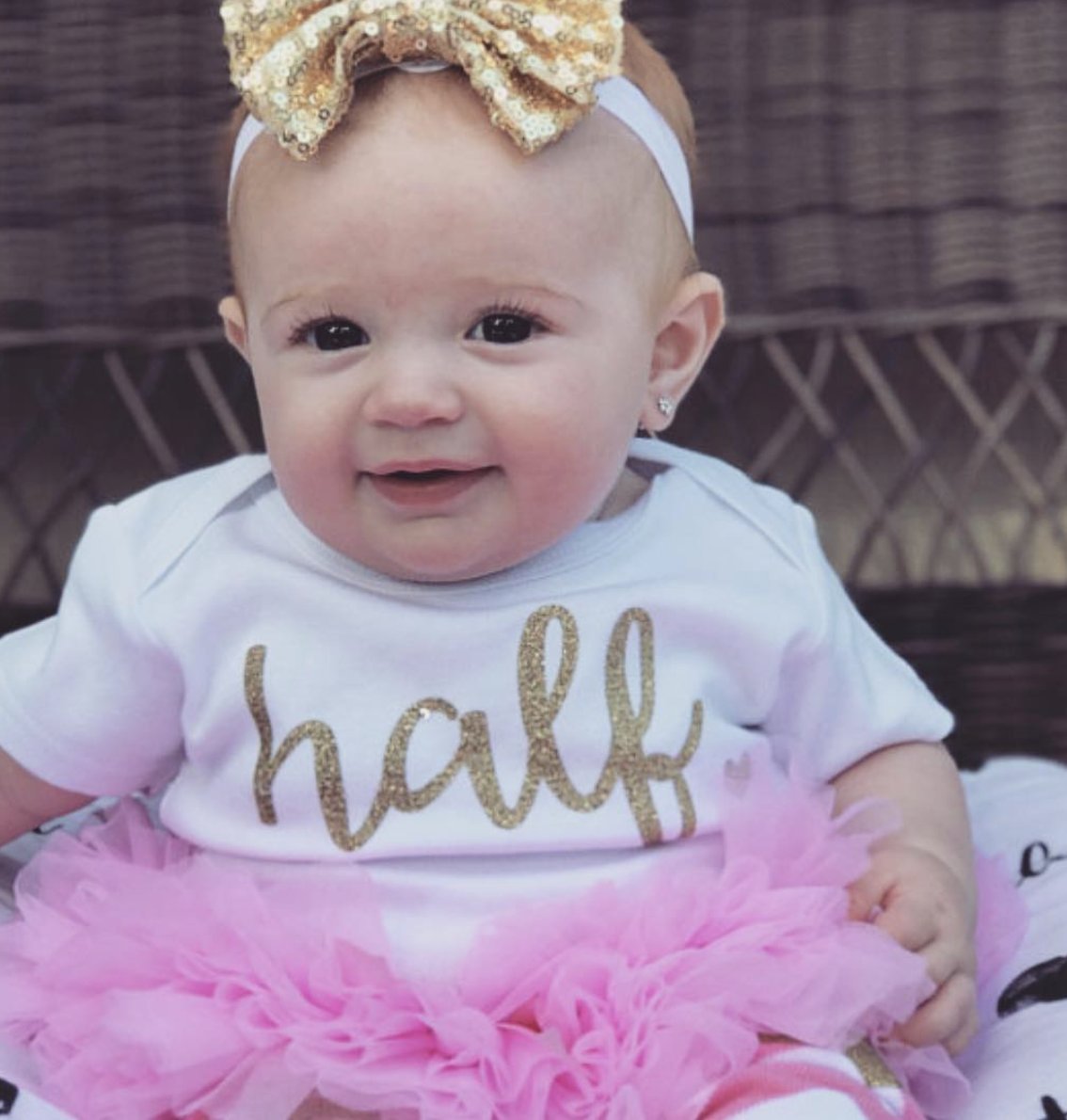Bump And Beyond Designs Baby-Girls Half Birthday Leotard 6 Month Photo Outfit Girl White, 6-12 Months