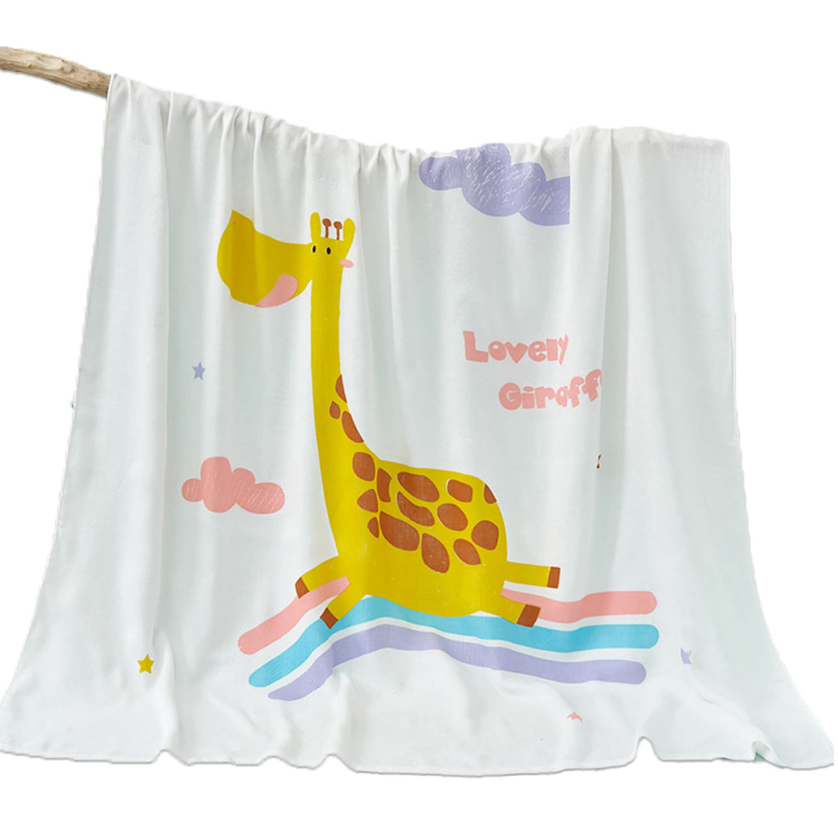BEMBIKA Bamboo Muslin Blanket Baby 110X110 Cm Stroller Blanket Receiving Blanket for Newborn Unisex Baby (Giraffe)
