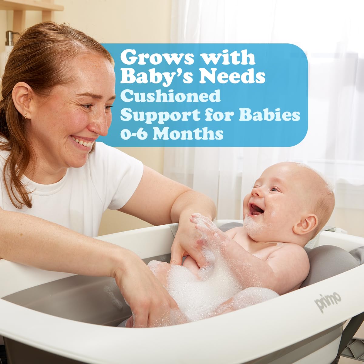 Primo Squishsplash Collapsible Baby Bath & Folding Bath Stand With Ergonomic Infant Bath Cushion For Newborns & Toddlers - Compl