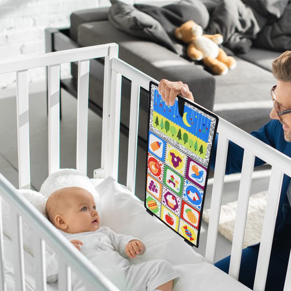 Dr.Rapeti Tummy Time Floor Mirror for Baby Infant Toddler Kids Black and White High Contrast Baby Toy with Crinkle Cloth Book Te