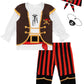 Auggle Baby Boy Outfits Pirate Set For Children Halloween Costume Kid Long Sleeve With Head Scarf (Red,4T)