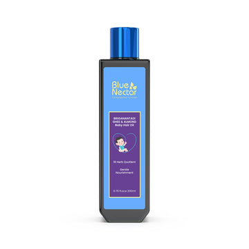 Blue Nectar Ayurvedic Baby Hair Oil With Organic Ghee, Almond Oil, Coconut Oil & Olive Oil For Hair And Scalp (18 Herbs, 200 Ml)