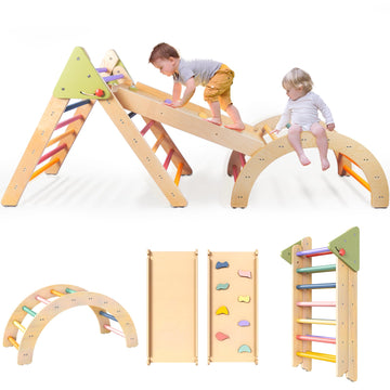 Lol-Fun Pikler Triangle Set Montessori Toddler Climbing Toys Indoor, Foldable Climbing Toys For Toddlers 1-3 Inside, 3 Piece Bab