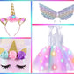 Genafy Girls Unicorn Sparkly Dress Light Up Halloween Christmas Decorations Birthday Party Princess Outfit Kids 3 4 Year Old Gir