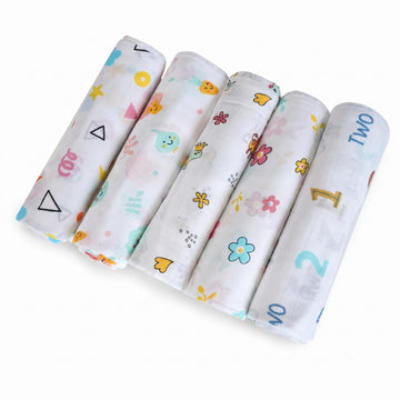 Muslin Swaddle Blanket Pack of 3 | Cotton Baby Wrap Soft Breathable Fabric Multi Print Lightweight Infant Receiving Blanket Swad