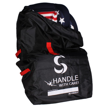 Slynnar Car Seat Travel Bag For Airplane - Fits Convertible Car Seats, Infant Carriers & Booster Seats, Black Upgrade