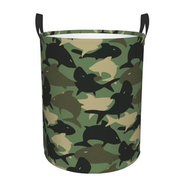 Pevtufa Camouflage Shark Foldable Laundry Basket Organizer,Fabric Clothes Toy Storage Basket Nursery Hamper Storage Bin For Hous