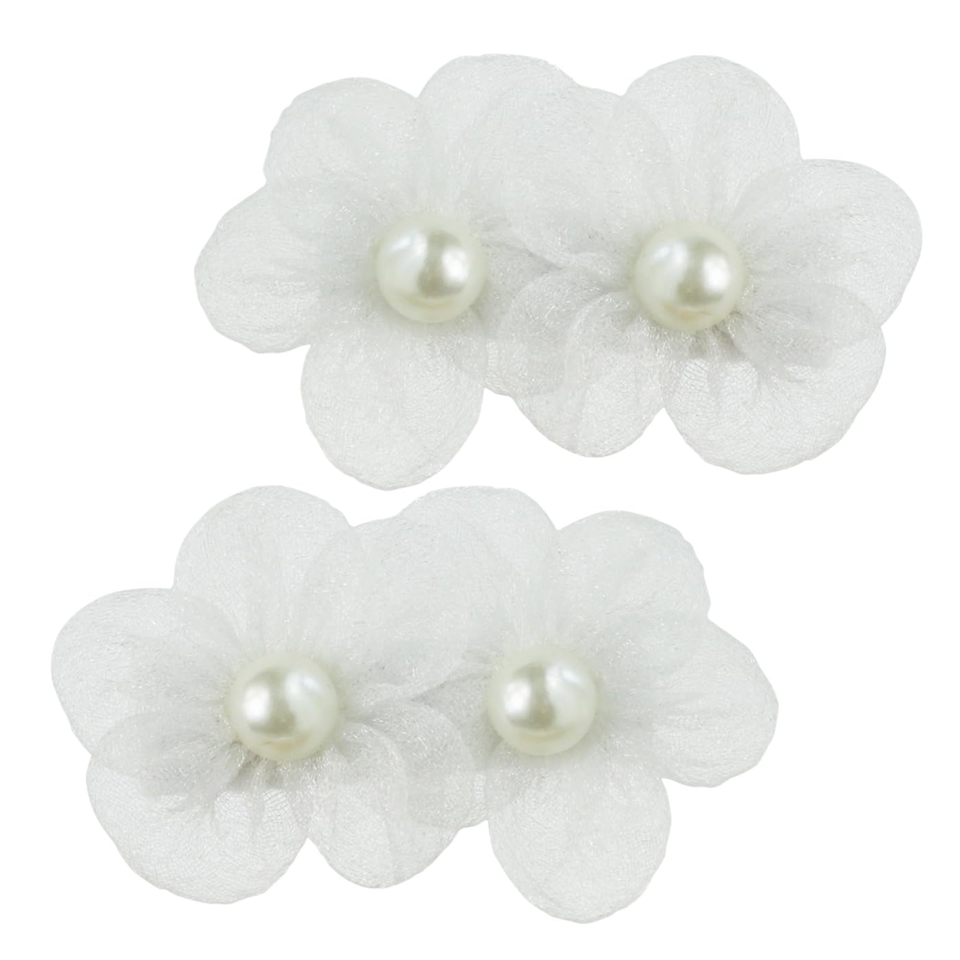 White Flower Hair Clips for Toddler Girls with Small 1.4 Inches Alligator Clip