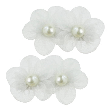 White Flower Hair Clips for Toddler Girls with Small 1.4 Inches Alligator Clip