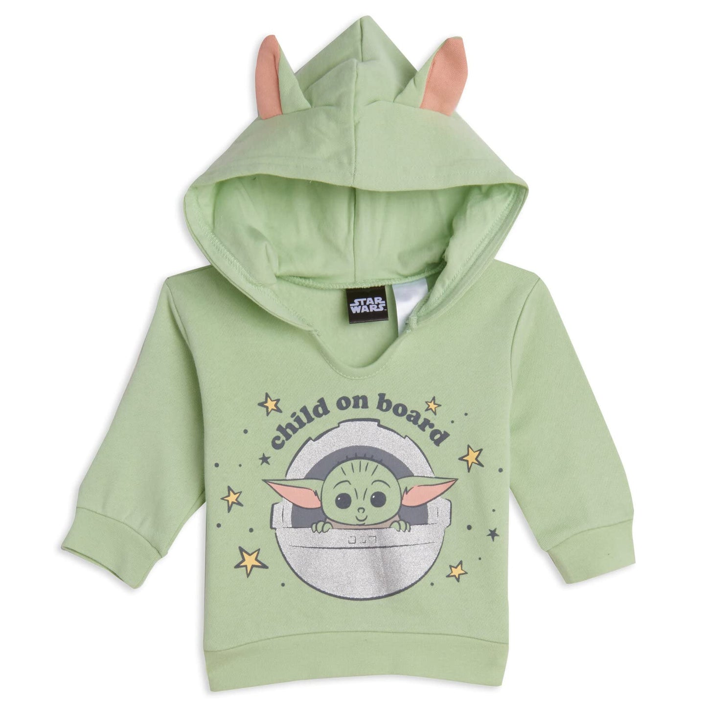 Star Wars The Child Infant Baby Boys Fleece Hoodie Short Sleeve Bodysuit And Pants 3 Piece Baby Outfit Set Grey/Green 24 Months