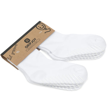 Gripjoy Toddler Socks With Grippers - Non Slip Socks For Kids - Toddler Grip Socks - 2T-4T - White - 4 Pairs