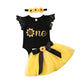 Ma&Baby Newborn Girls 1St Birthday Outfit Ruffled Floral One Romper Yellow Tutu Skirt Dress First Birthday Girl Outfit (Black+Ye