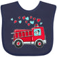 Inktastic Valentine Fire Truck With Cute Dalmatian And Hearts Baby Bib Navy Blue 39A2A