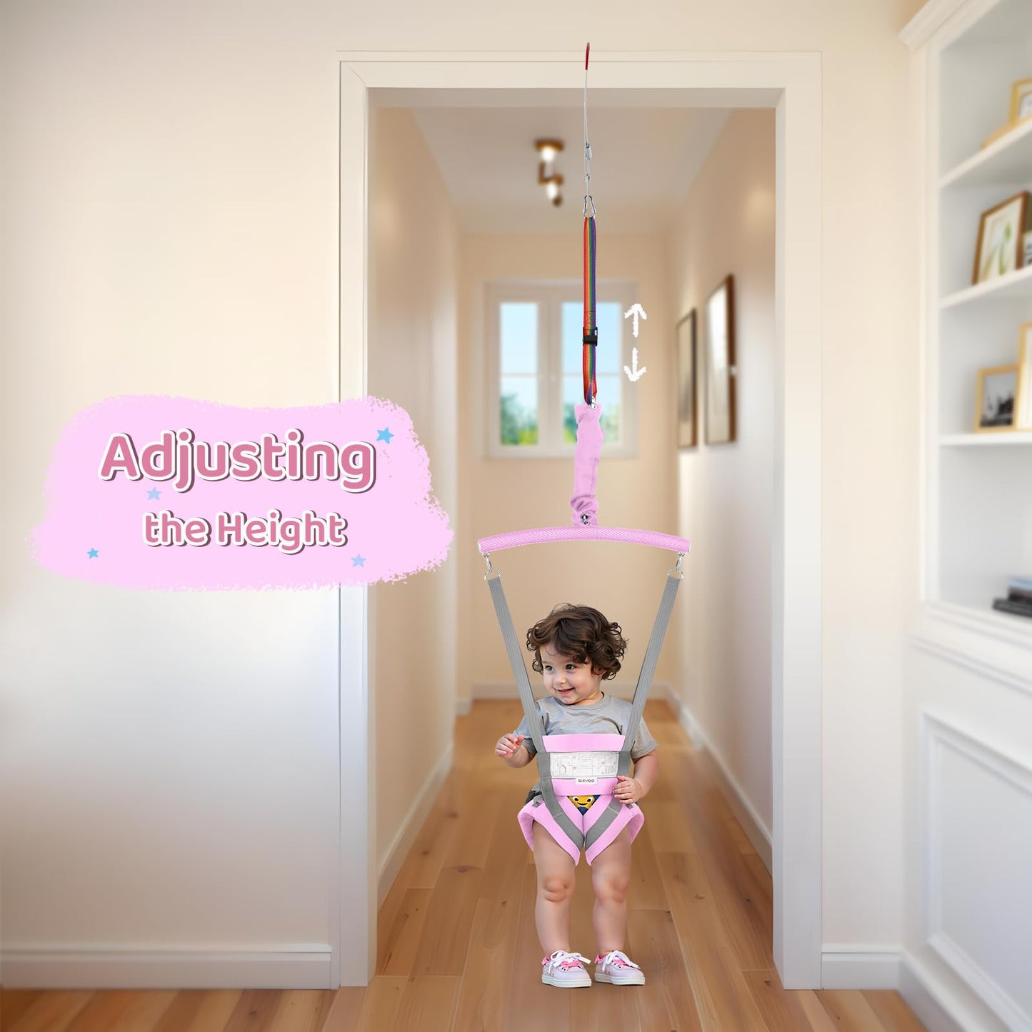 Slevoo Baby Jumper, Baby Door Jumper Quick Set Up And Easy-To-Use, Fun Bouncer For Active Play Over 1 Year Old, Pink