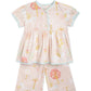 Cherry Crumble Peach Floral Printed 100% Cotton Half Sleeves V Collar Night Wear Regular Fit Summer Nightsuit for Girls
