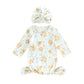 Infant Newborn Baby Girls Floral Sleep Gown Headband Sleepwear Romper Sleeping Bags Outfits (Floral&Greenyellow, 0-3 Months)