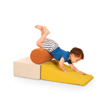 B. Toys - Sensory Foam Shapes - 3Pc Foam Building Set - Cylinder, Ramp, Block - Removable & Machine-Washable Covers - 12 Months