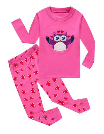 Owl Big Girls Long Sleeve Pajamas 100% Cotton Pjs Size 10