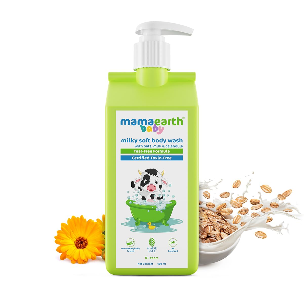 Mamaearth Milky Soft Baby Body Wash | With Oats, Milk & Calendula | Moisturizes & Nourishes For Delicate Skin | Tear-Free & Gent