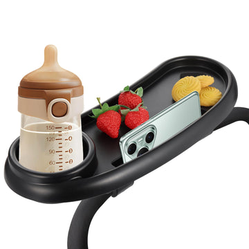 CebraBounze Snack Tray Compatible with Nuna, Universal Stroller Snack Tray with Cup Holder and Phone Holder, Essential Stroller 