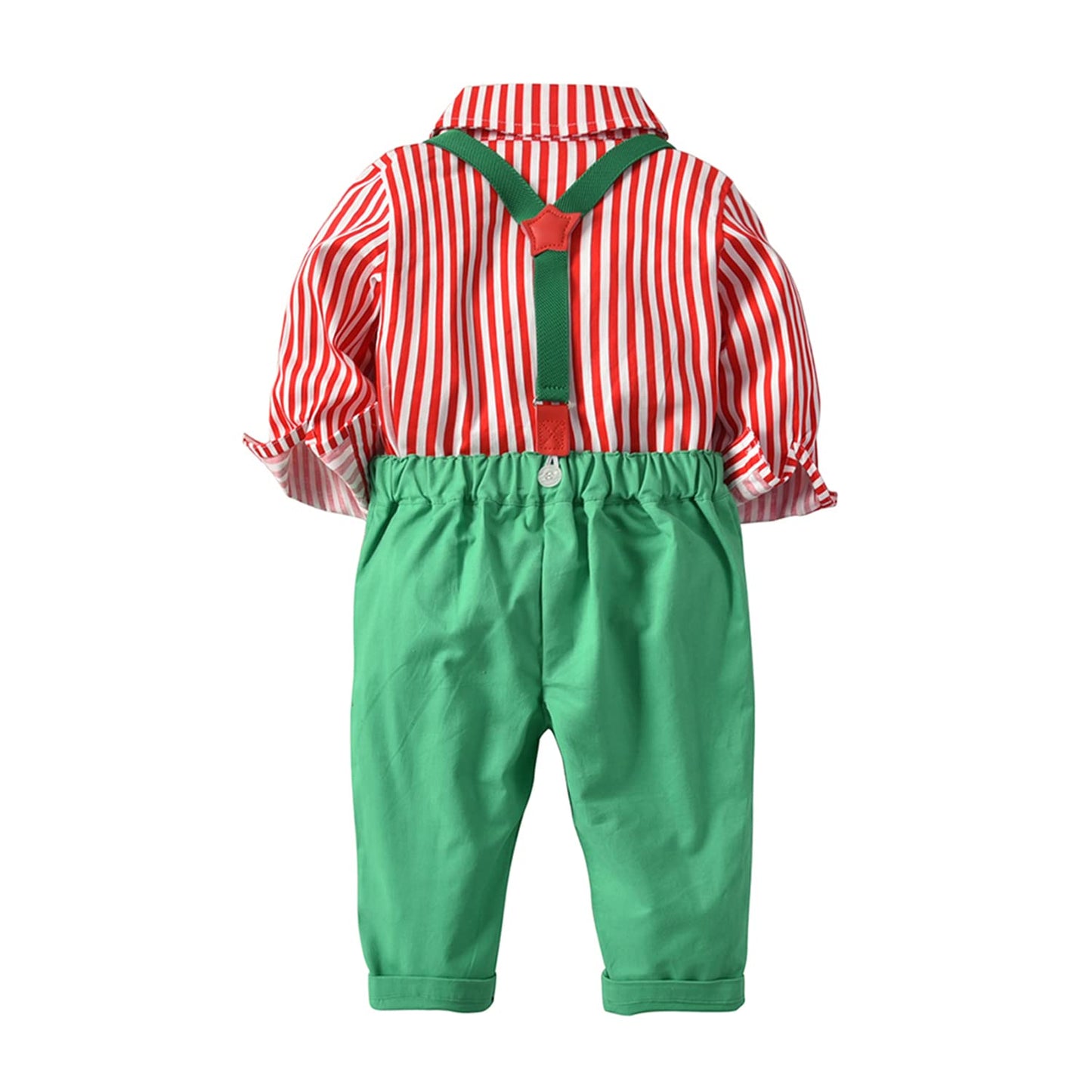 Fairy Baby Toddler Baby Boys Christmas Gentleman Outfit Bow Tie Shirt Suspender Pant Clothes Sets 18-24Months