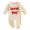 Ursobutegl Newborn Baby Boy Romper Jumpsuit Lover Boy Letter Embroidery Long Sleeve Bodysuit Sweatshirt Valentines Day Outfit (A