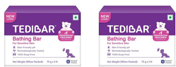 Tedibar Moisturising Baby Bathing Bar (75Gx3) With Skin Friendly Ph|100% Soap Free|Dermatologically Tested X Pack Of 2