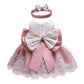 Baby Girls Christmas Embroidery Lace Dresses Infant Easter Halloween Wedding Formal Event Dress(Pink,24M)