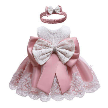 Baby Girls Christmas Embroidery Lace Dresses Infant Easter Halloween Wedding Formal Event Dress(Pink,24M)