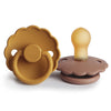 Frigg Daisy Natural Rubber Baby Pacifier | Made In Denmark | Bpa-Free (Rose Gold/Honey Gold, 0-6 Months) 2-Pack