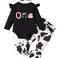 Detigee 1St Birthday Outfit For Girls Cow Birthday Outfit Infant First Birthday Clothes (Black,12-18 Months) (A1019A)