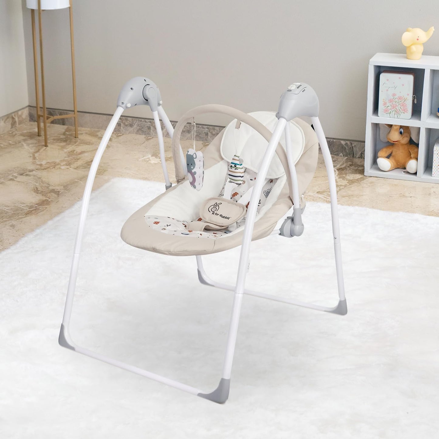 R For Rabbit Snicker Automatic Electric Swing For Kids, New Born Baby Jhula With Remote Controlled 5 Speed Level, Smart Timer, N
