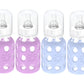 Lifefactory Glass Baby Bottles With Silicone Protection - 4-Pack, 4 Oz Each Bottle (2- Blanket & 2- Lavender)