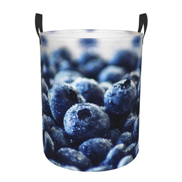 Pevtufa Blueberry Foldable Laundry Basket Organizer,Fabric Clothes Toy Storage Basket Nursery Hamper Storage Bin For Household B